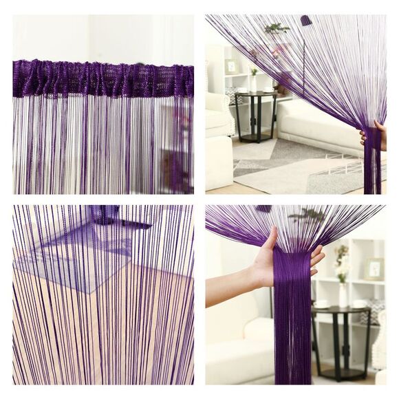 String Curtain Fringe Panel Thread Strip Backdrop Divider for Decor Dark Purple - Picture 5 of 6